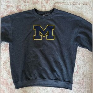 Men's Navy Crewneck Sweater with Yellow 'M' Graphic